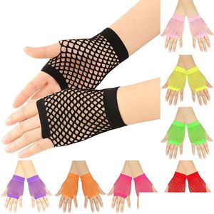 Fingerless Gloves Women Short Fishnet Mesh Black Y Festival Dance Club Party Cosplay Drop Delivery Fashion Accessories Hats Scarves Mittens