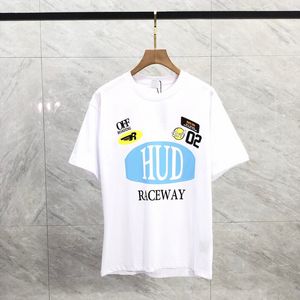 Лето США 23FW Miami Racing Raceway Tee Fashion Mens с коротким рукавом футболка женская одежда Casual Cotton Trats