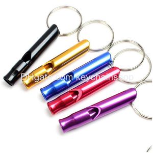 Key Rings Metal Whistle Keychain Pendant With Keyring Party Supplies For Survival Emergency Outdoor Drop Delivery Jewelry Dh2Zs