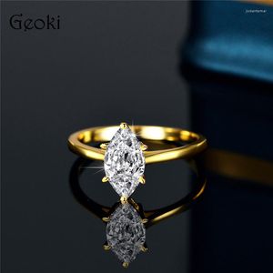 Cluster Rings Silver 925 Original 1 Brilliant Cut Diamond Test Past Marquise D Color Moissanite Wedding Ring for Women Gemstone Jewelry