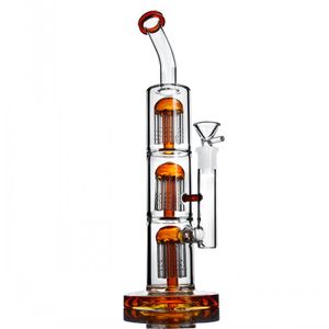 12,9 pollici Bong in vetro narghilè Klein Recycler Dab Rigs occhiali Tubi d'acqua Accessori per fumatori Oil Rig con 14mm