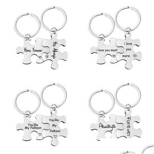 Key Rings 1 Pair Stainelss Steel Charm Family Jewelry Mothers Fathers Day Gift Keychain Daddy Mommy Of An Angel Drop Delivery