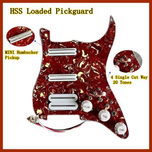 Pickguard caricato HSS SET SPLIT SLIT BIHE WHITE MINI HUMBUCKER Pickup ad alta uscita DCR 4 Switch a taglio singolo 20 toni