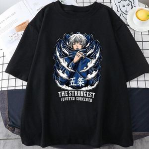 Mens Camisetas Roupas Satoru Gojo Jujutsu Kaisen Anime Camiseta Curta Camiseta Unissex Tops Camisetas Verão