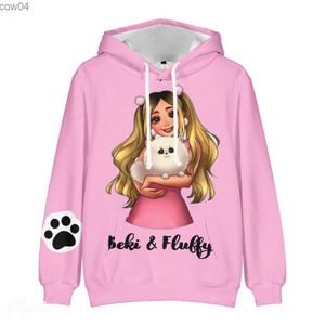 2022 Hot Rebekah Wings Merch Beki Fluffy 3D Homes Long Sleeve Women 남자 남녀 Harajuku Streetwear Kids Pullover Kai L230625