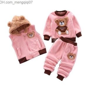 Conjuntos de roupas Conjuntos de roupas Crianças Urso dos desenhos animados Bebê Menino Roupas para nascido Criança Menina Inverno Quente Meninas Esporte Conjunto de treino 221007 Z230724