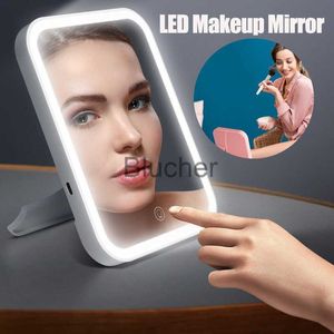 Selfie Lights LED Makeup Mirror med en touch laddningsbar toalettbord USB -driven Desktop Portable Badrum Badrum Dekoration toalettbord Ljus X0724