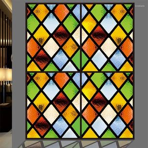 Adesivos para Janela Est Custom Made Film Color Pattern Geometric Lattice Vintage Church Wardrobe Door Glass Fosco/opaco 40cmx60cm