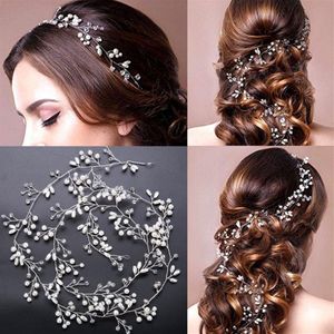 Kopfschmuck Braut Silber Strass Haar Rebe Stirnband Hochzeit Schmuckstück Prom Kristalle Zubehör für Frauen280p