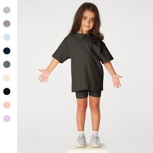 Kleidungssets Neuheit Kleine Kinder Baby Mädchen Kleidung 2 Stück Trainingsanzug Set Übergroße Kurzarm Baumwolle T-shirt Leggins Shorts Sportanzug 230721