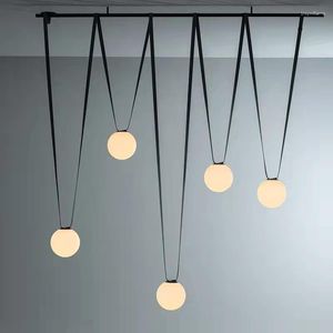 Pendant Lamps Black Brown Artificial Leather Lights Dining Room Hanglamp Hall Parlor Office Shop Lighting Fixtures Modern Lamp