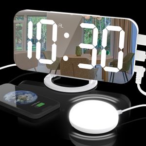 Zegary stolika biurka Kreatywny budzik wibracyjny LED Burzyk wielofunkcyjny podwójny USB ładowanie Mute Bedside Luminous Automatycznie dostosuj jasność 230721