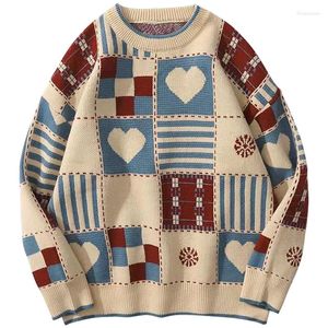 Men's Sweaters 2023 Vintage Sweater Mens Hip Hop Streetwear Harajuku Retro Japanese Style Love Knitted Couples Cotton Loose Pullover