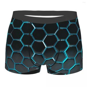 Mutande Uomo Nero Esagoni Intimo Futuristico Neon Art Divertente Boxer Pantaloncini Mutandine Uomo Traspirante Taglie forti