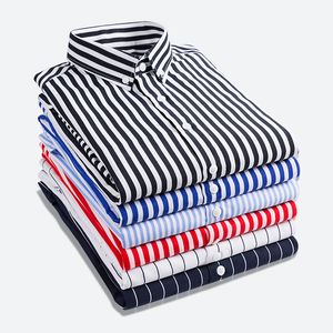 Men's Casual Shirts Men's Striped Shirts Spring Summer Solid Color Casual Long Sleeves Slim Korean Button-Up Brand Men's Clothing Shirts 230724