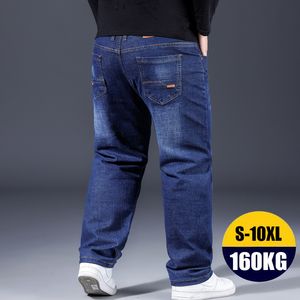 Mężczyźni s dżinsy moda 10xl ponadgabarytów mężczyźni tłuszcz luźne spodnie swobodne spodni ładunkowy czarny worka wygodna praca codziennie 230724