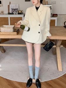 Jaquetas femininas blazers femininos casacos de cor pura elegante jaqueta tops escritório senhora moda coreana Y2k roupas 2023 inverno casual lã