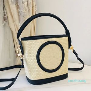 Designer -vävd väska Straw Woven Shopper Tote Leather Bucket Bag Style Women's Fashion Bags Classic Tote Påsar Bästsäljare