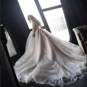 Off the Shoulder Lace Mermaid Wedding Dresses 2019 långa ärmar Tulle Applique Sweep Train Wedding Brudklänningar med avtagbar SK273N