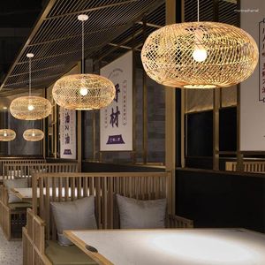 Pendant Lamps Rattan Lamp Bedroom Living Room Kitchen Hand Weaving Bamboo Art Lighting For