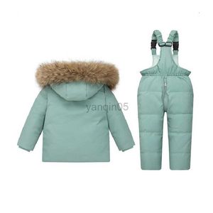 Down Coat Olekid -30 grad 2023 Ryska vinterbarn Kläder Set Waterproof Down Jacket For Girls Kids Jumpsuit Boy Overalls Snowsuit HKD230725