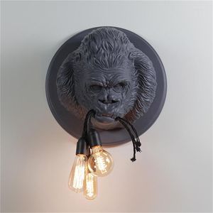 Lampy ścienne Temar Indoor Optora Nowoczesne kinkiety LED Creative Chimpanzee Novel for Home Foyer Corridor