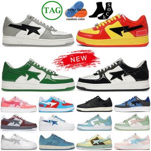 2023 Bapestars 신발 디자이너 캐주얼 신발 검은 흰색 블루 플랫폼 특허 SK8 SK SK 가죽 녹색 멀티 스플란드 블루 브라운 아이보리 남성 여성 트레이너 스니커즈