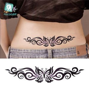 Hot Sale 2020 Butterfly Flower Girls Temporary Tattoo Black Design Waist Body Fake Tattoo Sticker Leg Belly Waterproof For Women