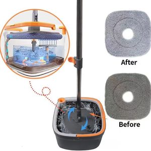 Mops Mop Water Separation Square Mop With Bucket 3PCS Mop Heads 360 Ceaning Microfiber Lazy Floor Floating Household Cleaning mop 230724