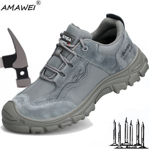 Dress Shoes AMAWEI Comfortable Work For Steel Toe Cap PunctureProof Indestructible Sneakers Portable AntiPunctur Safety Size 230725