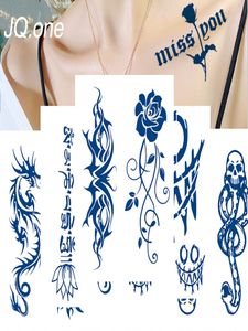 Semi-permanent vattentät tillfällig tatuering rose bokstav kroppskonst tatuering klistermärke full falska tatoo kvinnor män