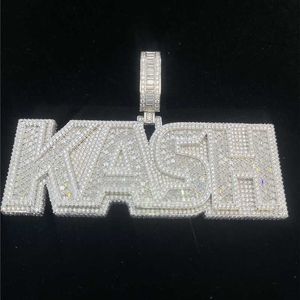 925 Sterling Silber Initiale Moissanit Anhänger Benutzerdefinierte Hip Hop Anhänger Halskette Schmuck Iced Out Kubanischen Anhänger