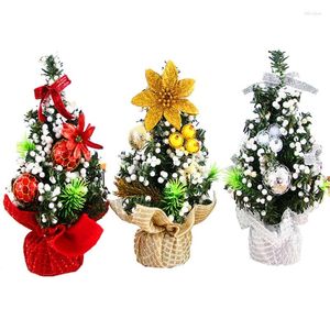 Garden Decorations 20cm Mini Christmas Tree Festival Holiday Party Ornaments Shiny Glitter Artificial Xmas Miniature Plants Tabletop For