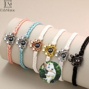 Cuff Ethshine Personalized Po Projection Bracelet Customized Po Dog Claw Bracelet Pet Po Necklace Cat Claw Pendant Commemorative Gift 230725