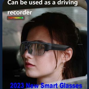 Inteligentne okulary inteligentne okulary wideo Audio Muzyka Bluetooth One Touch Call 2K HD Mini Camera Wizualne okulary przeciwsłoneczne okulary dla kobiet mężczyzn HKD230725