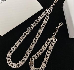 Nytt titanstål bra bokstav tjock kedja halsband kvinnlig överdriven temperament retro glamorösa örhängen kvinnor punk 18k guld pläterad armband armband smycken smycken