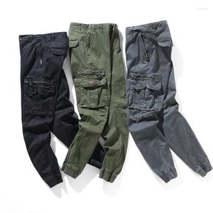 Men's Pants Fashion Overalls Spring Autumn Multi-pocket Bunched Feet Black Gray Army Green Tactical Military Trousers