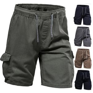 Pantaloncini da uomo Outdoor Multi-tasca Cotone Sport Cargo Pantaloni da quartiere estivi sottili da spiaggia di tendenza media