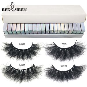 Falska ögonfransar Red Siren5/10/30/50 Fluffy Mink Fur Eyelash grossist med låda mjuk roll naturlig ögonfrans makeup 3D mink päls bulk 230724