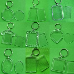 Wholesale DIY Acrylic Blank Photo Keychains Shaped Clear Key Chains Insert Photo Plastic Keyrings Free Shipping LL