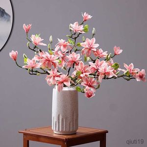 Высушенные цветы Real Touch Big Magnolia Artificial Flowers Рождество свадебные украшения фальшивый цветочный декор Flores Artificiales R230725