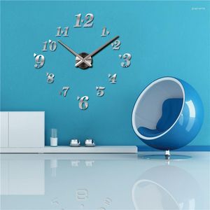Väggklockor klocka reloj de pared akryl spegel modern diy 3d klistermärken stor dekorativ kvartsklocka vardagsrum