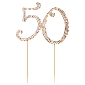 Utensílios para bolo Feliz Aniversário 50º Topper Embelezamento Brilhante Strass Cristal Número Design