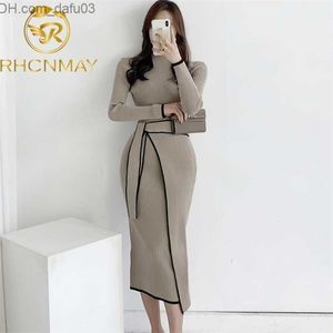 Basic Casual Dresses Casual Dresses Woman With Belt Vintage Patchwork Slim Knitted Midi Women Autumn Winter Elegant Sweater Knit Vestidos 221027 Z230725