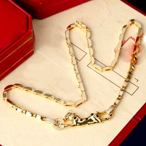 Panther-Halskette für Damen, Designer für Herren, diamantvergoldet, 18 Karat T0P-Qualität, offizielle Reproduktionen, klassischer Stil, Jubiläumsgeschenk, klassischer Stil 007