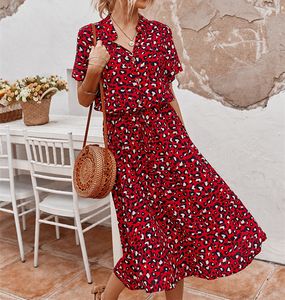 Vestidos casuais básicos Camisa feminina boêmia com estampa de leopardo Vestido feminino casual Midi para férias de verão Vestido feminino evasê solto Vestido de praia feminino Vestidos 230724