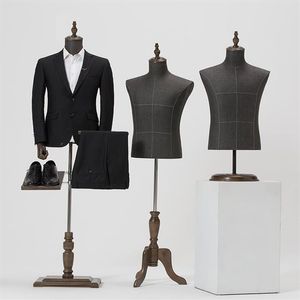 2style Male Mannequin Body Half Length Model Model Suit Ponts Rack Display Display Store Wood Dase Adgationable Height OnePie201x