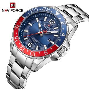 Armbandsur Naviforce Casual Brand Mens titta på rostfritt stål sport för män kvarts datum klocka med lysande händer relogio masculino 230724