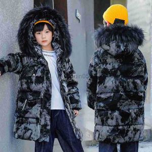 Down Coat Clothes Cold Winter New 2023 för 4-12 år Mid Big Children Boy Girls Hooded Warm Parkas Coat Huva Casual Down Cotton Ytterkläder HKD230725