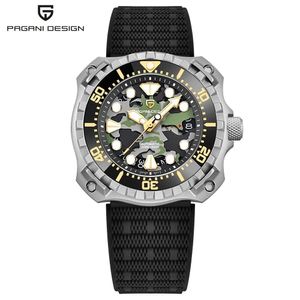 Наручительные часы Pagani Design военные мужчины Mechanical Watch Fashion Camouflage Hollow Dial Automatic Watch 200m Спортивные дайвинг -часы 230725